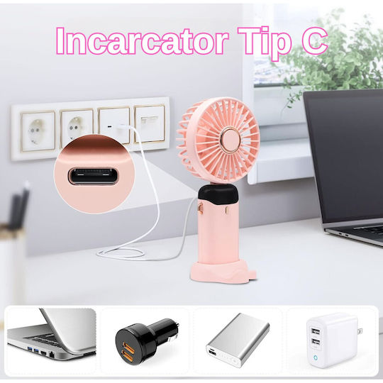 Ultra Portable Fan Aromatherapy Alista Home 3 In 1 Handheld Desk Neck 5 Speed Levels Usb Charging 12h Battery Life Foldable Lcd Screen Pink
