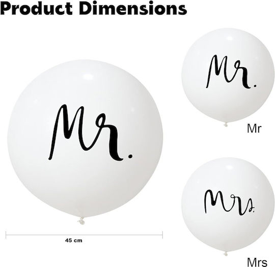 Set 2 Hochzeits Luftballons Latex Weiße 45cm