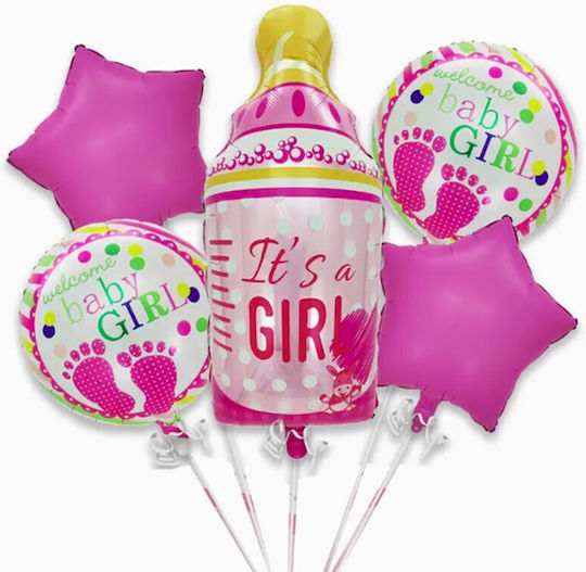 Set 5 Baloane Dezvăluire De Gen Latex Roz Jumbo 77 cm