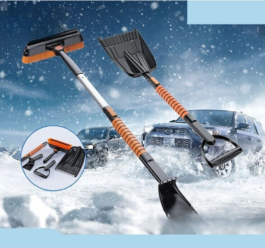 Alista Home Lopată de Zăpadă 5 în 1 Perie Racletă 2 Tipuri Lopeti Rotativă Telescopică Detasabilă Aluminiu Material ABS 100 x 25 cm Negru