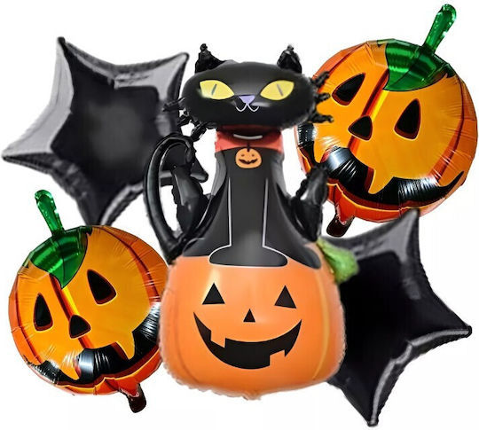 Σετ 5 Μπαλόνια Halloween Foil Πορτοκαλί Jumbo 90εκ.