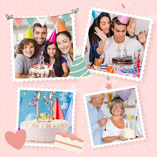Lumânare De Tort Alista Home Număr 0 Model Party 4.5 X 2.5 Cm Parafină Argintie