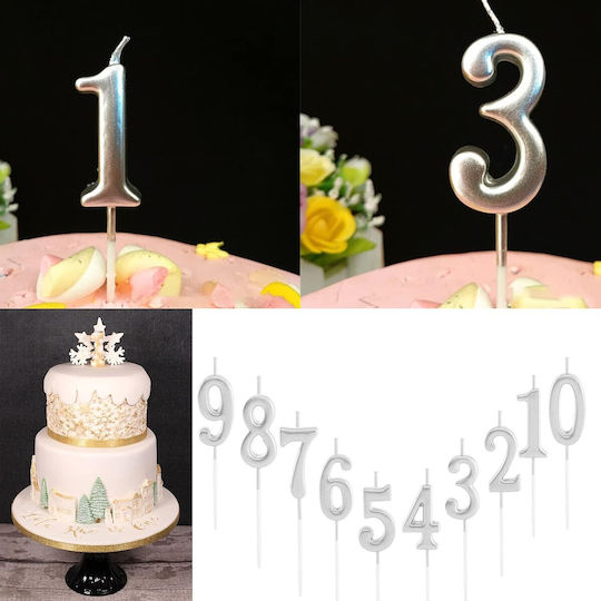 Lumânare De Tort Alista Home Număr 0 Model Party 4.5 X 2.5 Cm Parafină Argintie