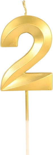 Lumânare Numărul 2 Alista Home Model Diamant 5 X 3,4 Cm Auriu