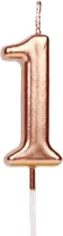 Lumânare De Tort Alista Home Număr 1 Model Petrecere 4.5 X 2.5 Cm Parafină Rose Gold