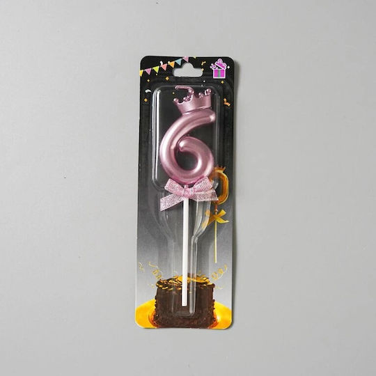 Lumânare Numărul 6 Alista Home Coroană Fundiță Design Tort 6 X 2,5 Cm Violet