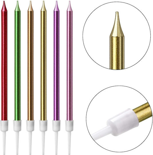Set 6 Lumanări De Ziua De Naștere Alista Home Din Parafină 11 X 0.4 Cm Lucioase Multicolore