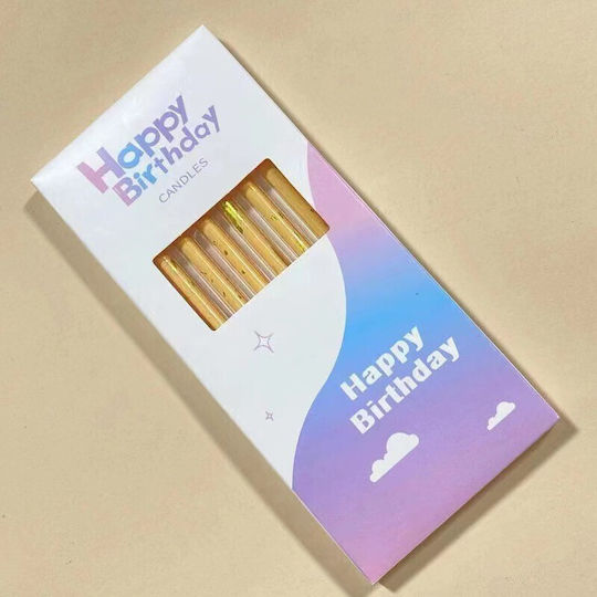 Set 6 Lumanări Lungă Alista Home Parafină 10 X 0.5 Cm Happy Birthday Bej