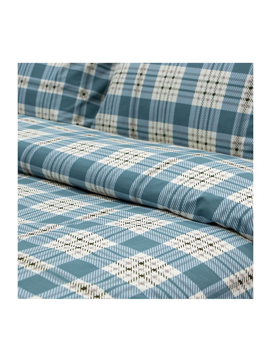 Lino Home Single Bed Sheets Set 170x260cm Blue 3 Pieces