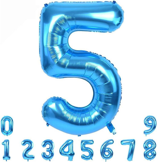 Number 5 Foil Jumbo Blue 100cm