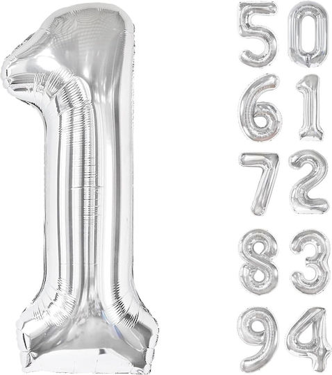 Αριθμός 1 Foil Jumbo Ασημί 100εκ.