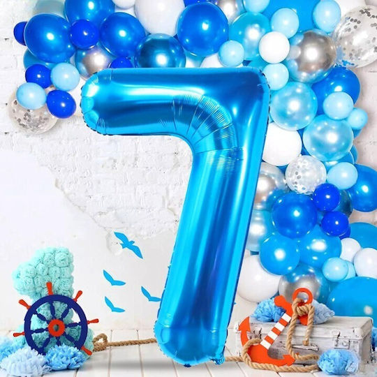Number 7 Foil Jumbo Blue 100cm