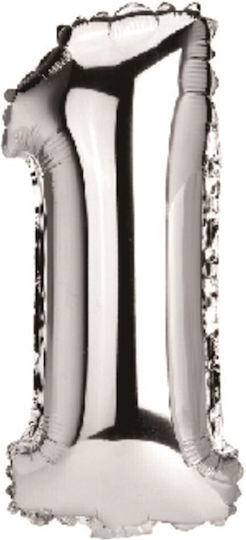 Nummer 1 Folie Jumbo Silber 81cm