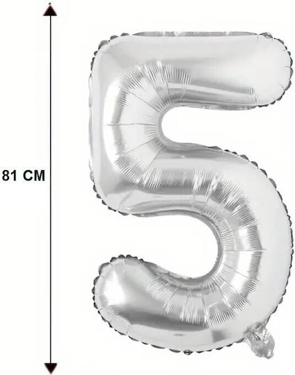 Nummer 5 Folie Jumbo Silbern 81cm