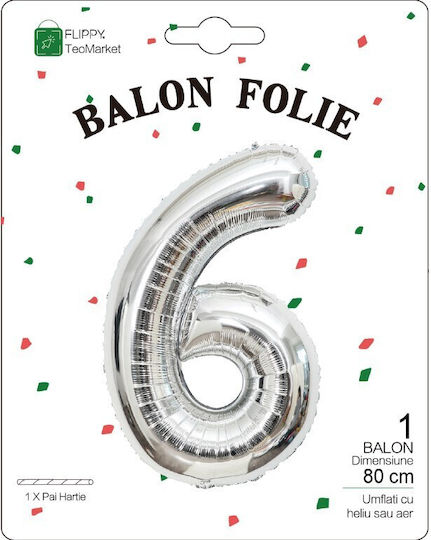 Anzahl 6 Folie Silber Jumbo 80cm