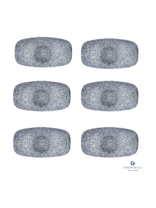 Churchill 1795 Studio Prints Rectangular Porcelain Blue Serving Platter 29.8x15.3cm 6 Pieces