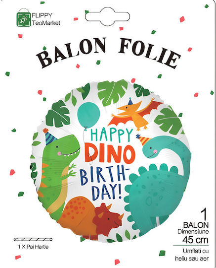 Baloane Rotund Zi De Naștere Dinozauri Folie Multicolore 45 cm