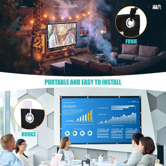 Ecran Proiecție Pliabil 100" Linomag Format 16:9 Ideal Pentru Proiecții Interioare Exterioare Portabil 4k Hd Instalare Rapidă Alb