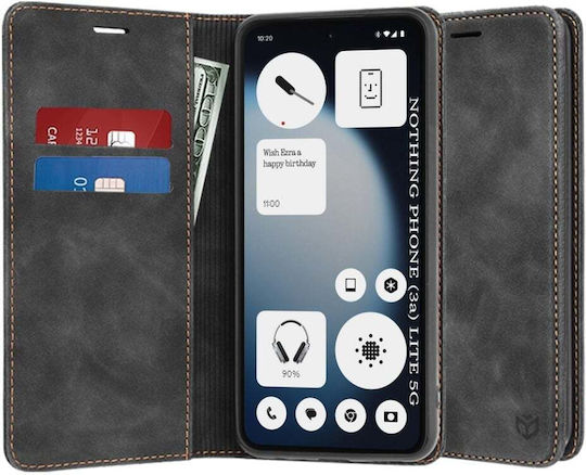 Wallet Piele Artificială / Piele Neagră (Nothing Phone (3a) Lite)