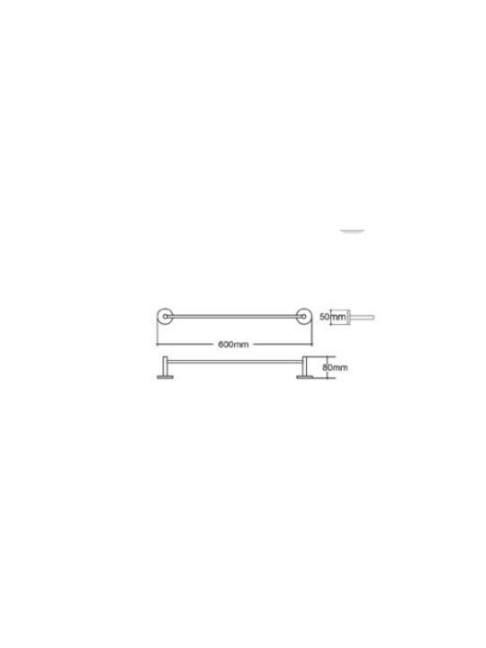 Conset Single Wall-Mounted Bathroom Rail with Screws Black
