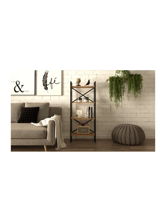 Βιβλιοθήκη Viana Atlantic Pine/μαύρο 58x30x138εκ.