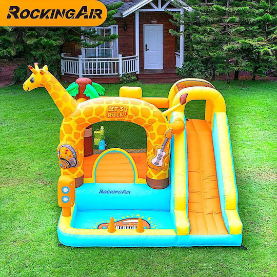 Fun Baby Inflatable Giraffe with Trampoline and Slide for Ages 3+