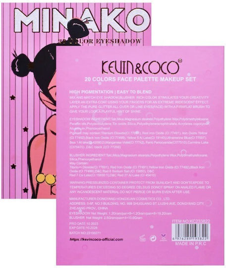 Makeup Palette Kevinandcoco 20 Colors Pink Girl Eyeshadow Blush Pink