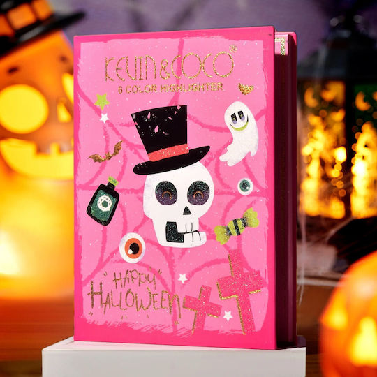 Paletă Highlighter Alista Home 6 Nuanțe Halloween Culori Calde Dreptunghiulară 160g Durată de Valabilitate 24 Luni 17.4x11.5x1.3 Cm Variantă B Nude-rose