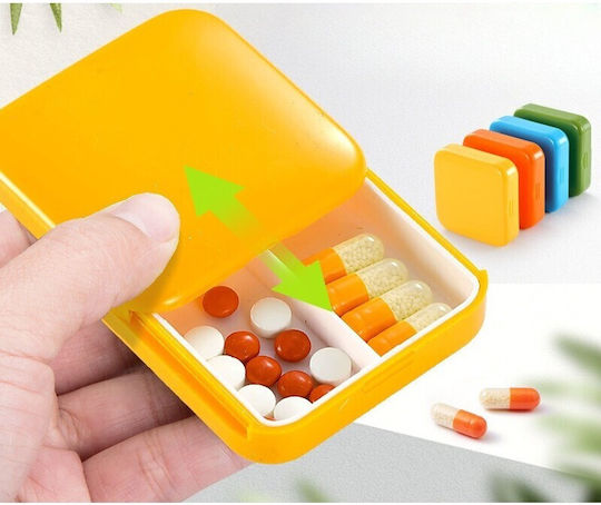 Medicine Storage Box 2 Compartments Sliding Yellow Square Alista Home Airtight Closure