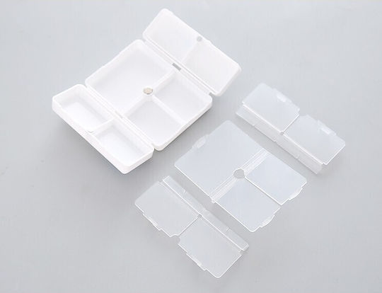 Medicine Storage Box 7 Individually Sealed Compartments Foldable Portable Alista Home White Red