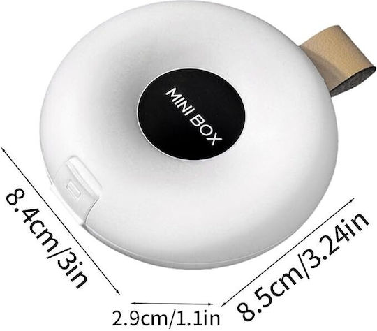 Cutie Pentru Depozitarea Medicamentelor Alista Home 6 Compartimente Închidere Etanșă Portabilă Rotundă Albă Neagră Pp 8.4x2.9x8.5 Cm