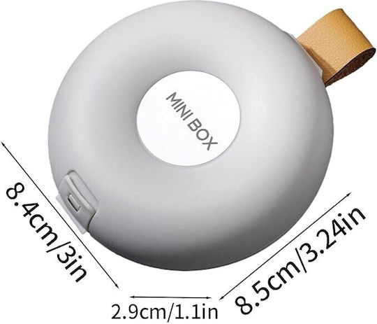 Cutie Pentru Depozitarea Medicamentelor Alista Home 6 Compartimente Închidere Etanșă Portabilă Rotundă Albă Gri Pp 8.4x2.9x8.5 Cm