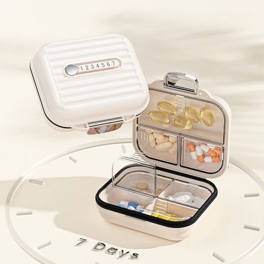 Cutie Pentru Medicamente Alista Home Bej 7 Compartimente Portabil Compact 7.8x7.2x3.5 Cm Ideal Pentru Utilizare Zilnică