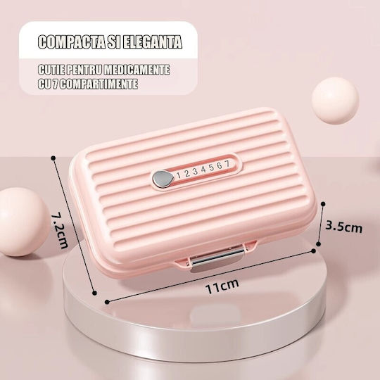 Cutie de Medicamente Alista Home Roz cu 7 Compartimente Portabilă Compactă 11x7.2x3.5 Cm Ideală pentru Utilizare Zilnică