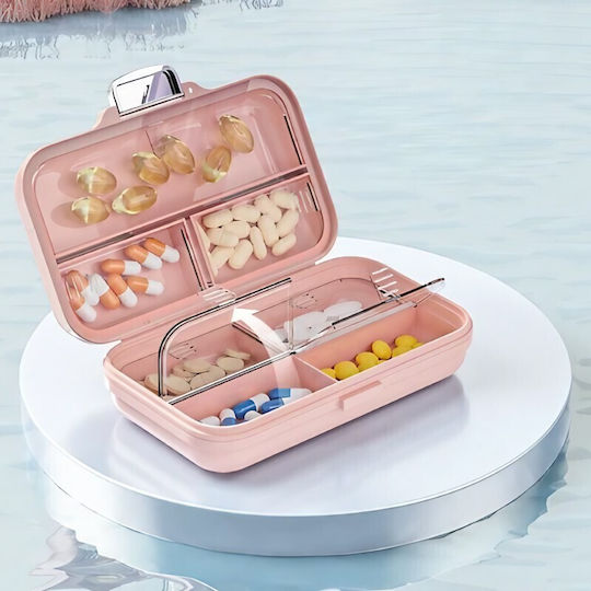 Cutie de Medicamente Alista Home Roz cu 7 Compartimente Portabilă Compactă 11x7.2x3.5 Cm Ideală pentru Utilizare Zilnică
