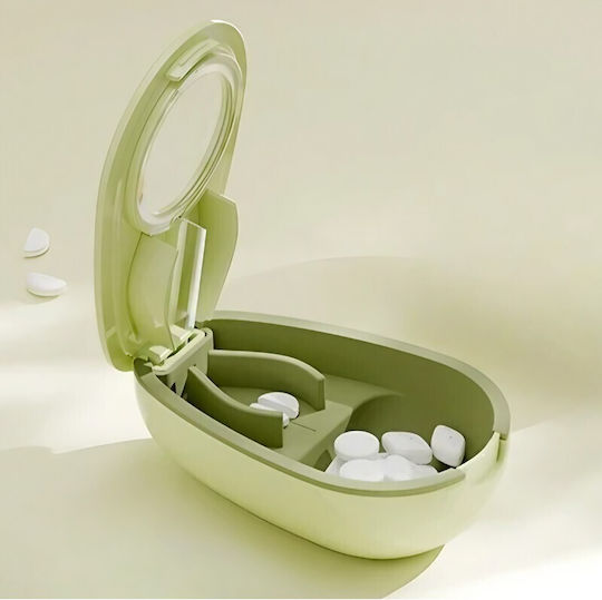 Cutie Pentru Tăiat Pastile Organizator Depozitare Medicamente Alista Home Galbenă 8x5x2,65 Cm Compactă Portabilă Ideală Pentru Călătorii