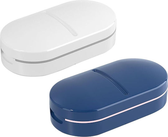Organizator Medicamente Alista Home Dispozitiv Tăiere Zdrobire Pastile Ideal Călătorii Portabil Perie Curățare Compartiment Depozitare 8.5x4.5x2.5 Cm Albastru