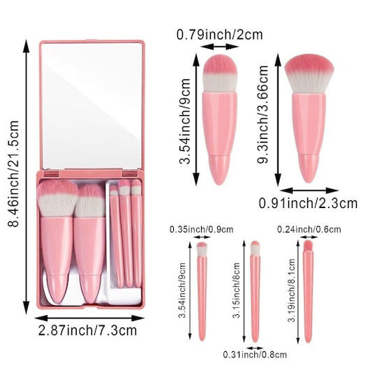 Alista Home Set Profesional cu Pensule de Machiaj pentru Fundație din Perie Sintetică 5 Bucăți