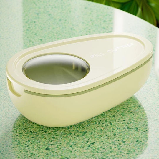 Cutie Pentru Tăiat Pastile Organizator Depozitare Medicamente Alista Home Galbenă 8x5x2,65 Cm Compactă Portabilă Ideală Pentru Călătorii