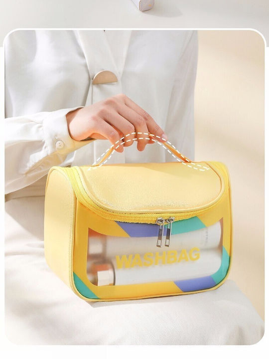 Alista Home Travel Cosmetic Bag Waterproof Matte Translucent 22 X 16 X 14 Cm Yellow