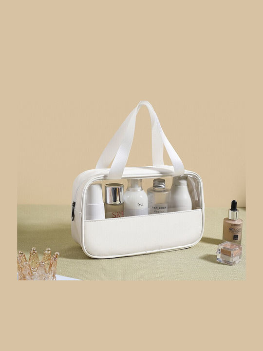 Geantă Cosmetică Alista Home Pentru Călătorie Organizare Material Textil Pvc Impermeabil Portabil 26 X 15 X 10 Cm Albă