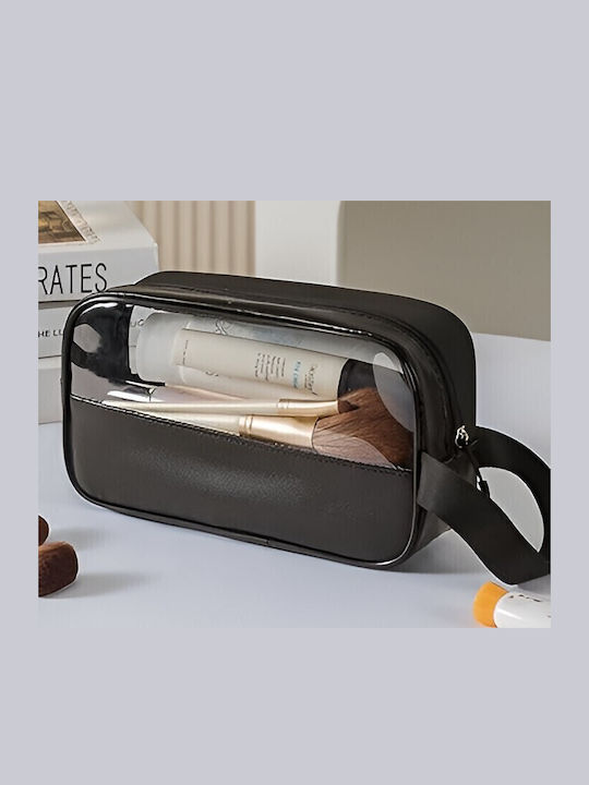 Neseser Cosmetic Organizare De Călătorie Material Pvc-Textil Impermeabil Portabil 22 X 12 X 8 Cm Negru