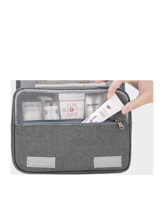 Geantă Cosmetică De Călătorie Alista Home Material Canvas Impermeabil 3 Compartimente Cu Agățătoare Gri 47 X 28 X 20 Cm