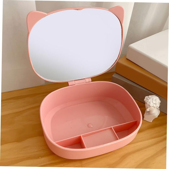 Cutie Organizator Oglindă Alista Home 4 Compartimente Accesorii Cosmetice Realizată Din ABS 17x13x6 Cm Roz