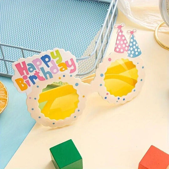 Decorative Glasses Alista Home Party Made Abs Unisex Happy Birthday Model 13.5 X 8.5 Cm Beige Yellow Lenses