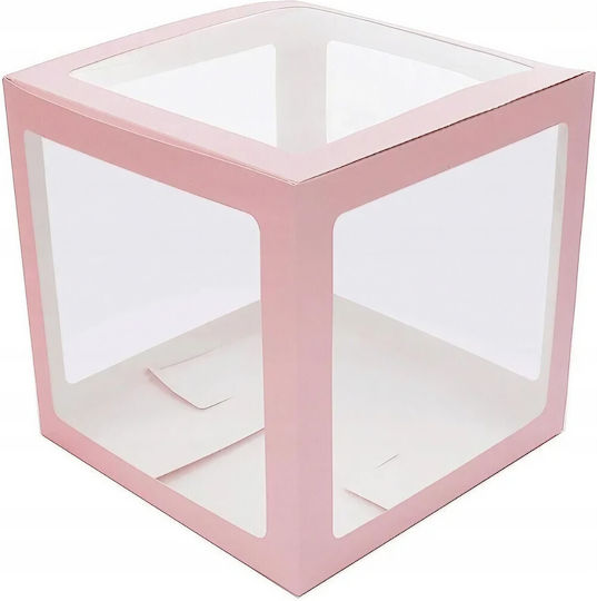 Set 4 Cutii Pentru Baloane Alista Home Design Script Dragoste Tematică Dragoste Cuburi Decorative Din Plastic Accesorii Pentru Petreceri 30 X 30 Cm Contur Roz Transparent