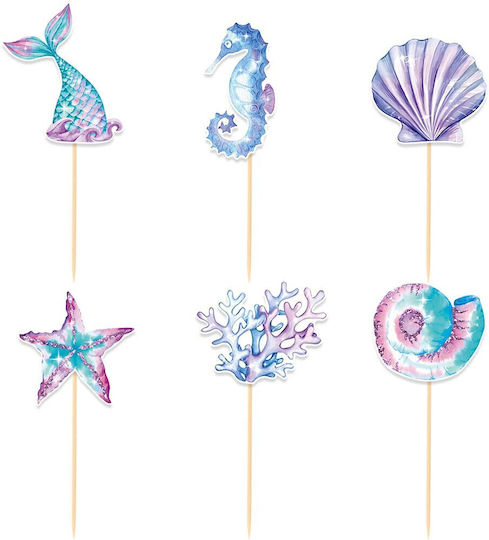 Set 6 Mermaid Cake Toppers Alista Home Mermaid Collection Multicolor
