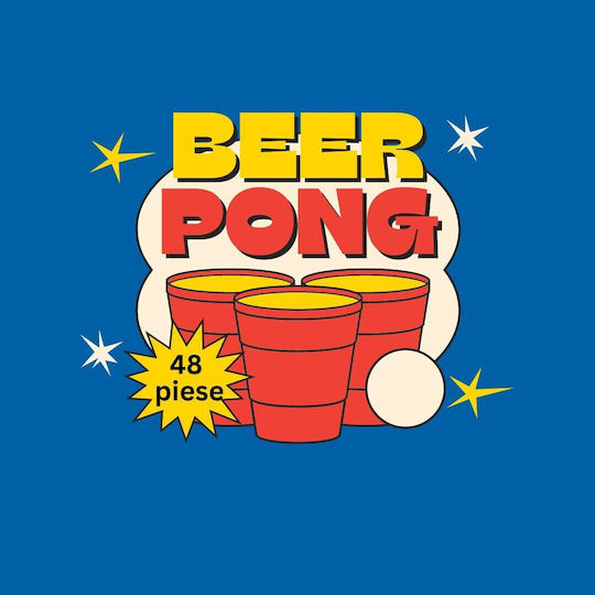 Joc De Băutură Beer Pong Alista Home 24 Cupe 24 Bile Material Din Plastic Reutilizabil Portabil Roșu