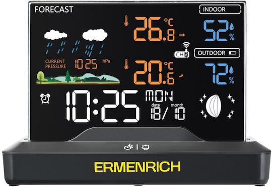 Ermenrich 86035 Wireless Digital Tabletop Weather Station Brown