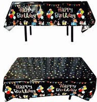 Husă De Masă Alista Home Folie Happy Birthday Balon Imprimat 137 X 183 Cm Neagră